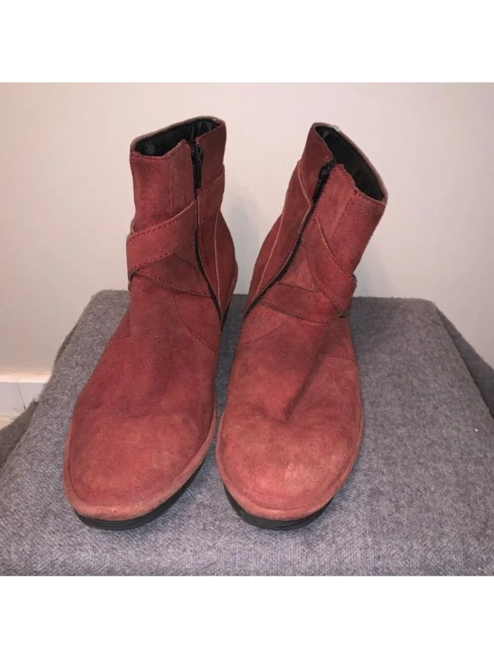 Fly London Red Suede Leather Wedge Ankle Booties 40